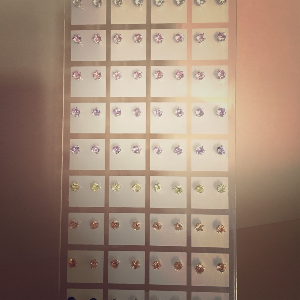36 pairs CZ stud earrings with acrylic stand